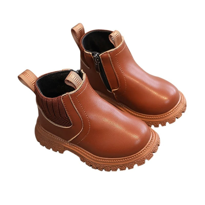 Bottes en cuir à fermeture éclair latérale pour enfants