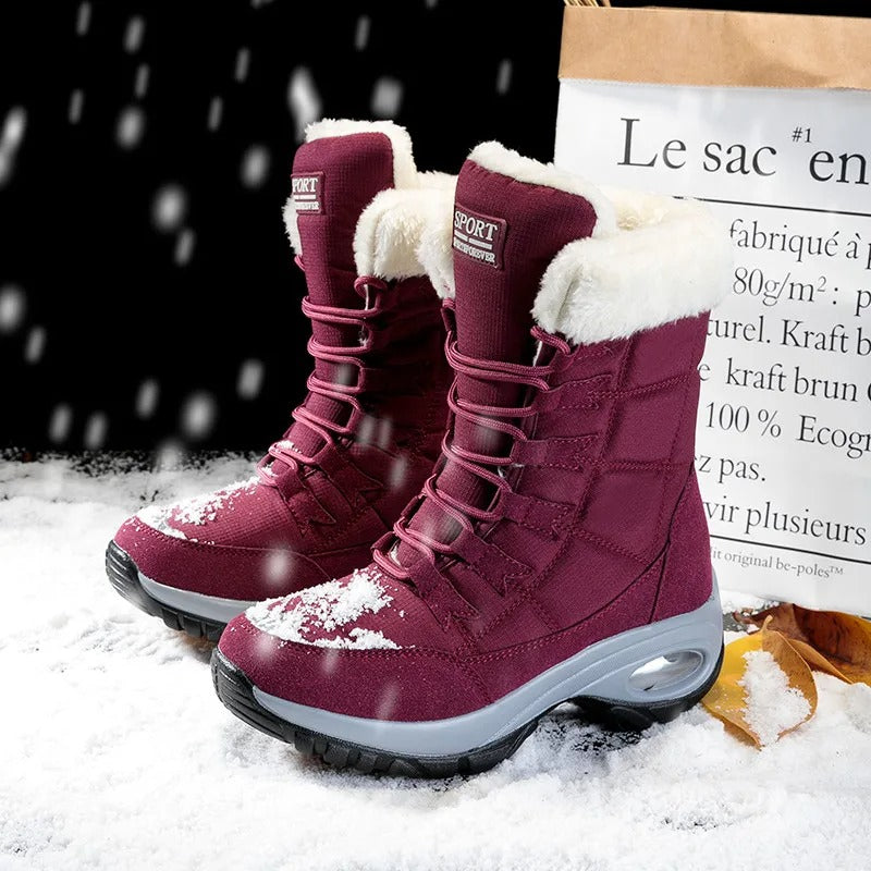 Bottes de neige imperméables à mi-mollet pour femmes