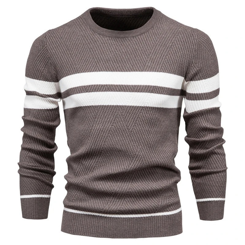 Pull-over patchwork à col rond pour hommes
