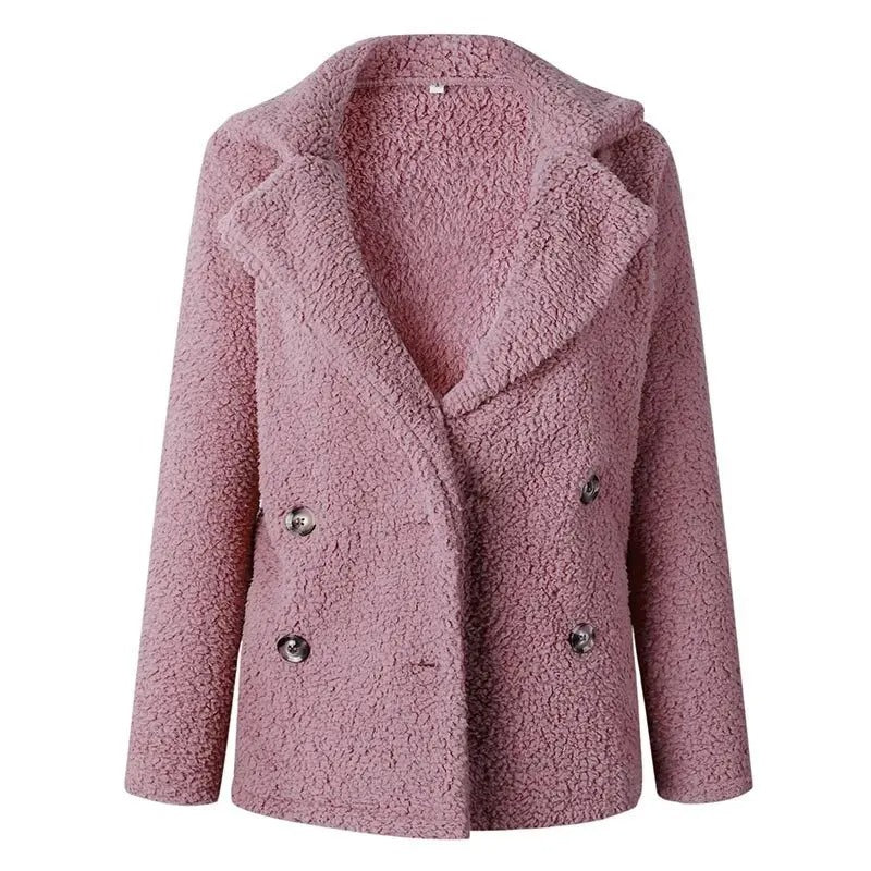 Manteau Teddy à double boutonnage pour femmes