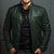 Veste en cuir à col montant pour hommes