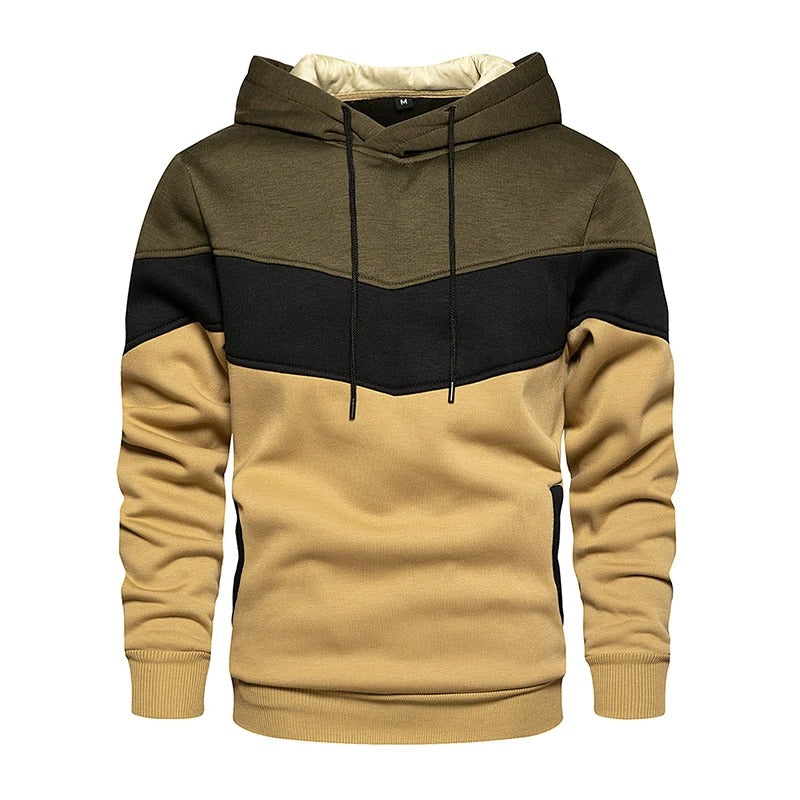 Sweat à capuche en polaire patchwork pour hommes
