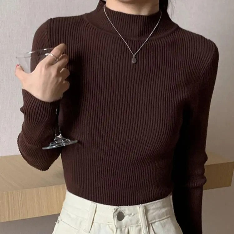 Pull en maille à col ras du cou pour femmes