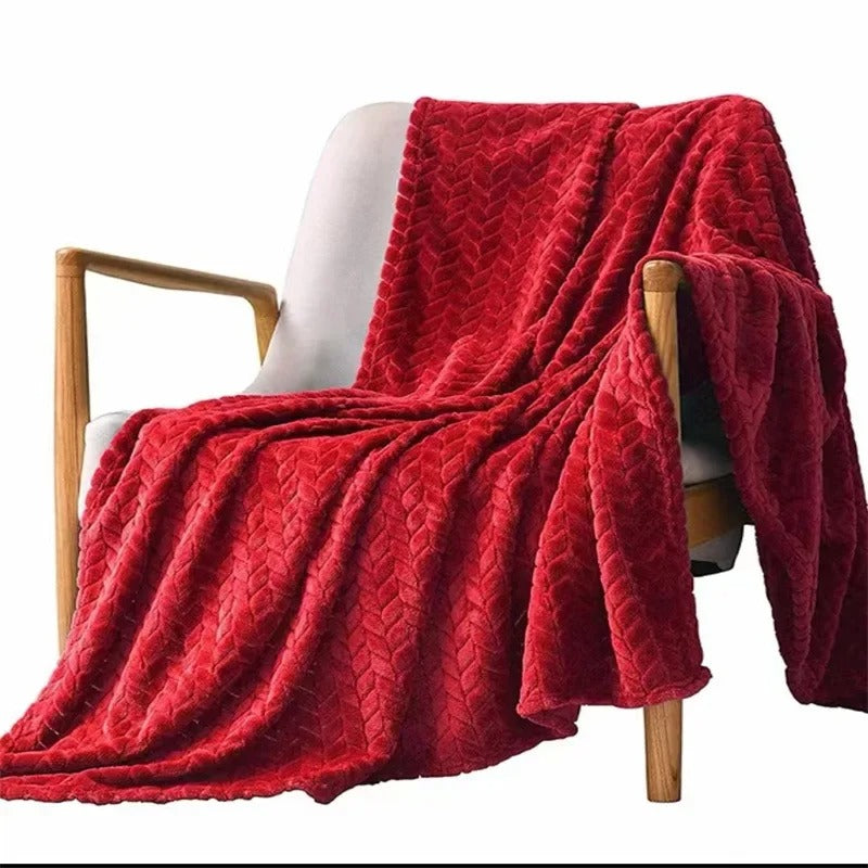 Couverture en laine velours corail