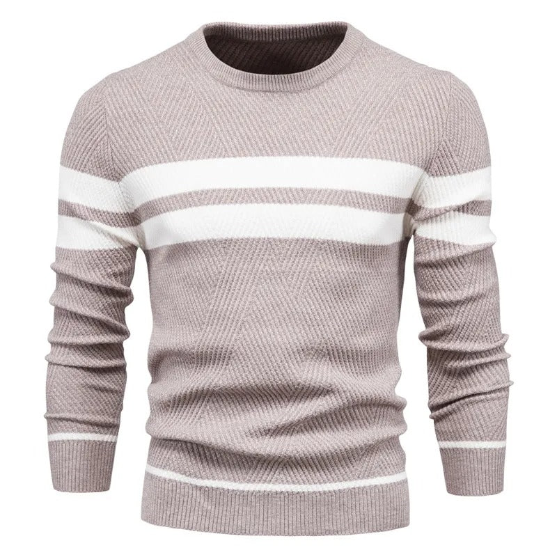 Pull-over patchwork à col rond pour hommes