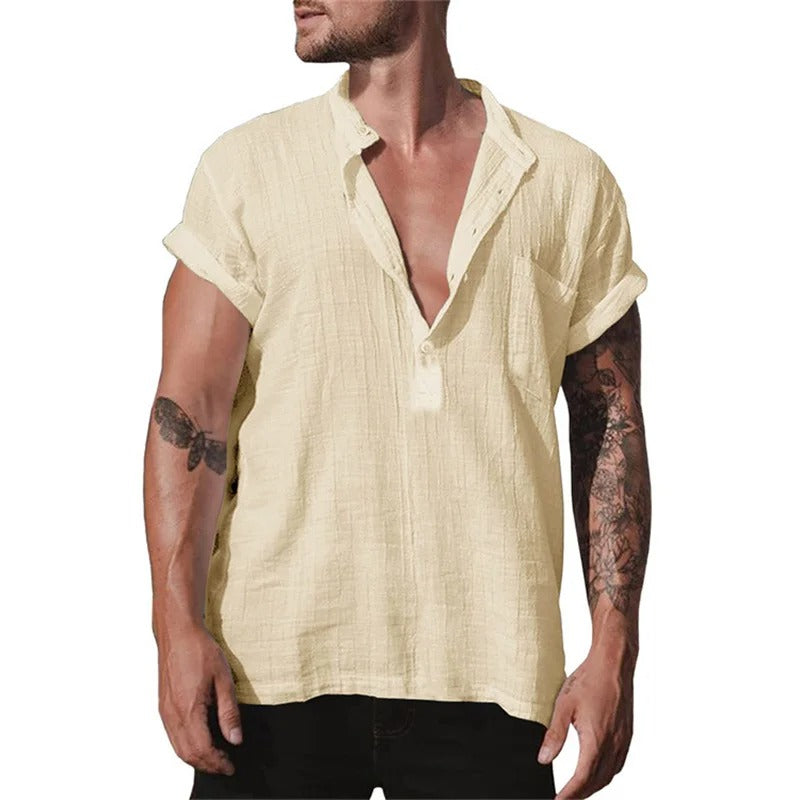 Chemises en coton et lin pour hommes
