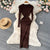 Robe crayon tricotée à manches longues pour femmes