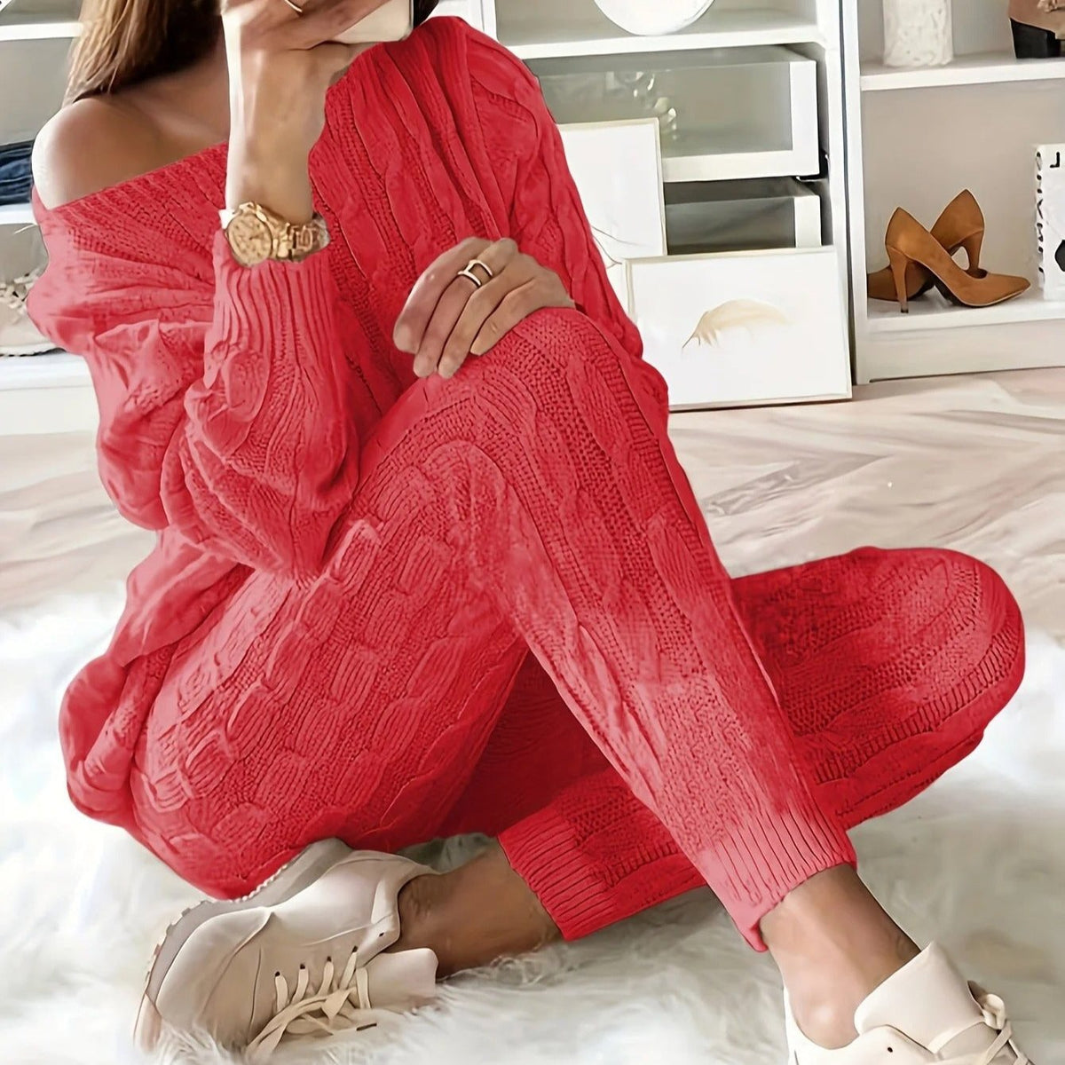 Ensemble pull et pantalon en tricot pour femmes