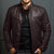 Veste en cuir à col montant pour hommes