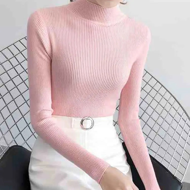 Pull en maille à col ras du cou pour femmes