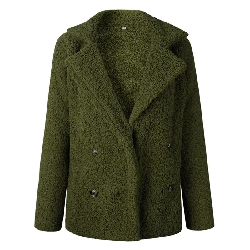 Manteau Teddy à double boutonnage pour femmes