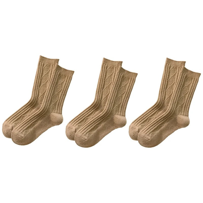 3 paires/ensemble Chaussettes en laine de cachemire pour femmes