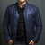 Veste en cuir à col montant pour hommes