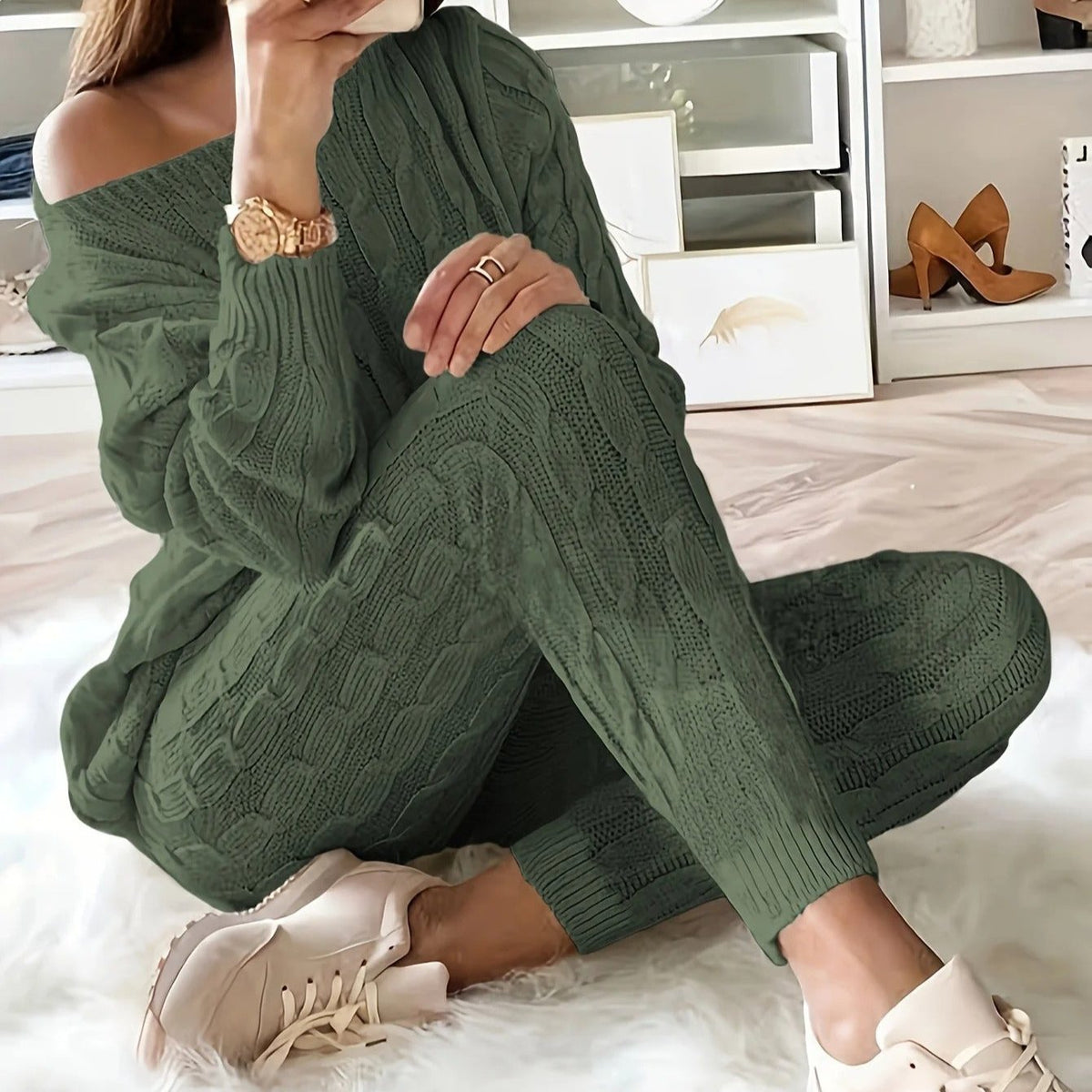 Ensemble pull et pantalon en tricot pour femmes