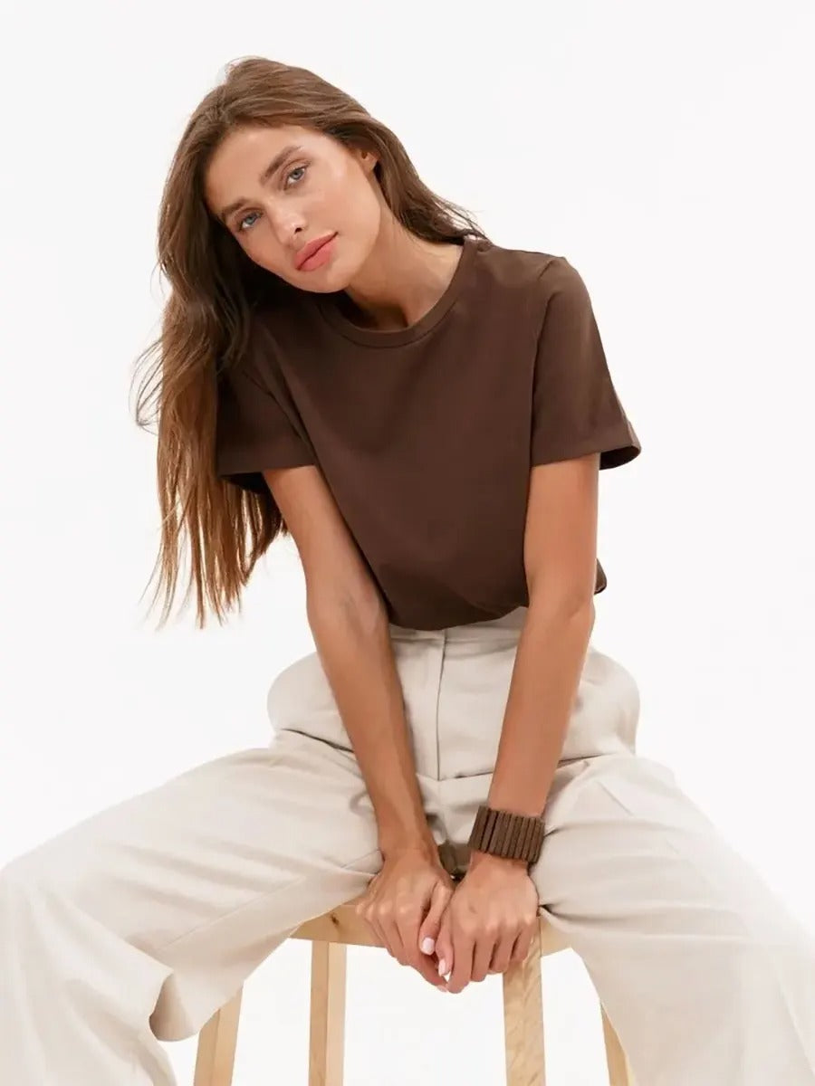 T-shirt basique en coton pour femmes