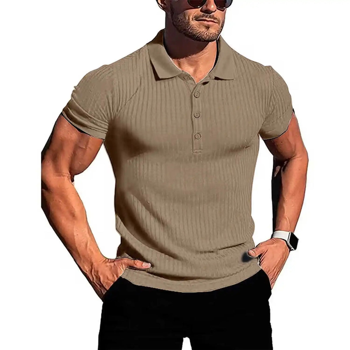 Polo en maille étroite pour hommes