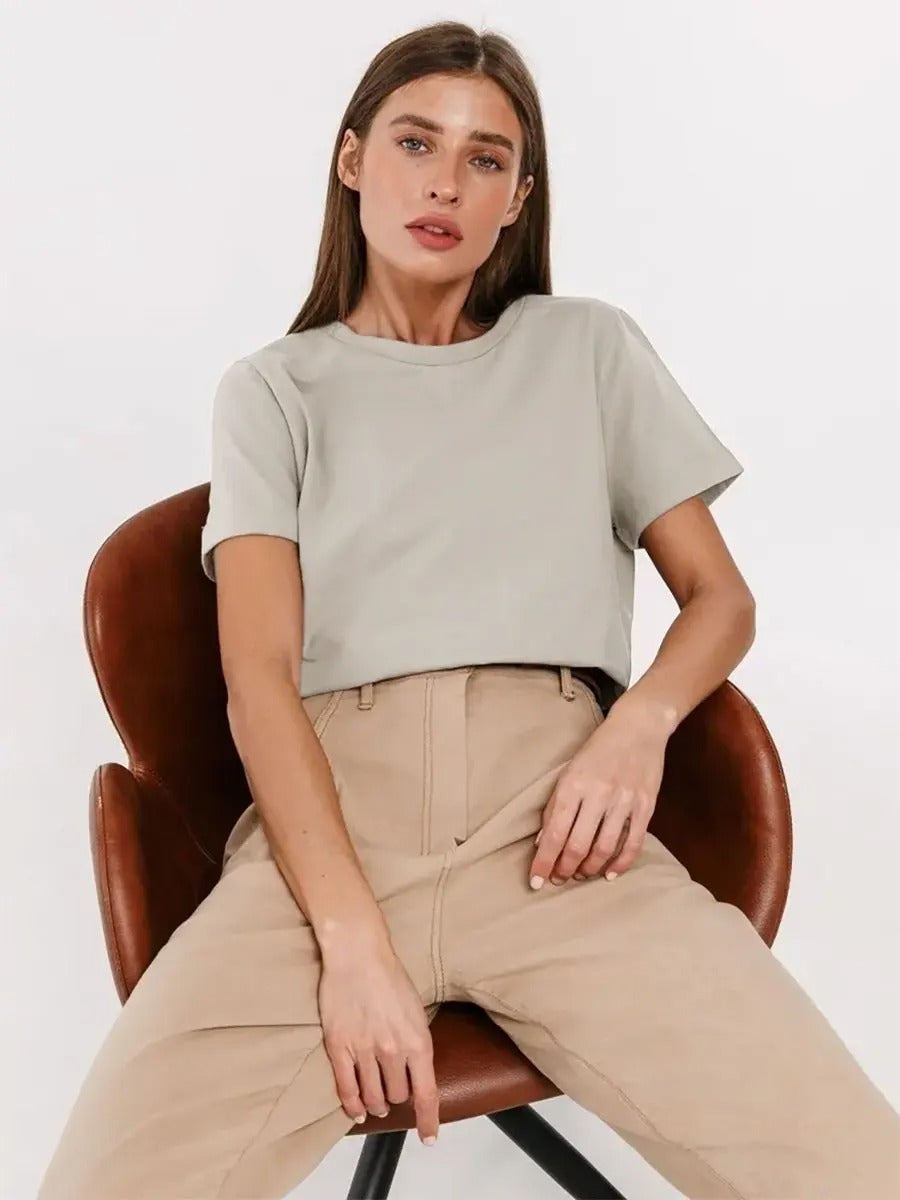 T-shirt basique en coton pour femmes