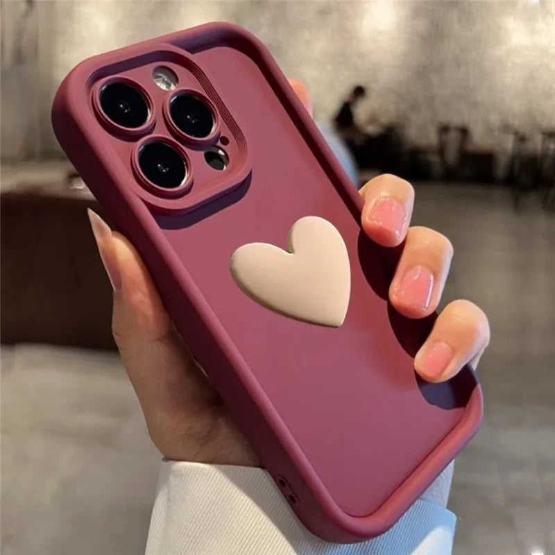 Coque de téléphone en silicone coeur pour iPhone