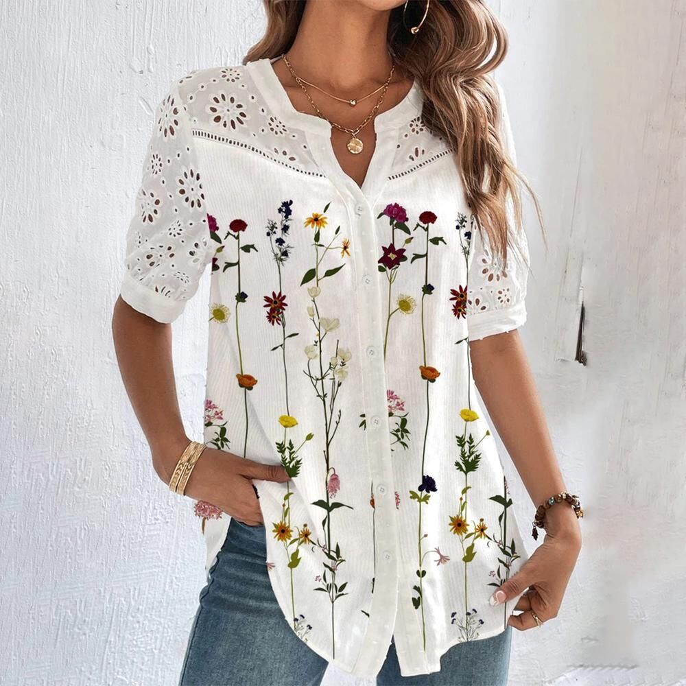 Blouse Femme Imprimé Ludique Ajustement Parfait Polyester Respirant 1