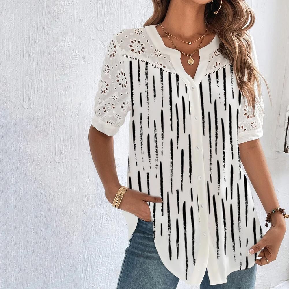 Blouse Femme Imprimé Ludique Ajustement Parfait Polyester Respirant 6