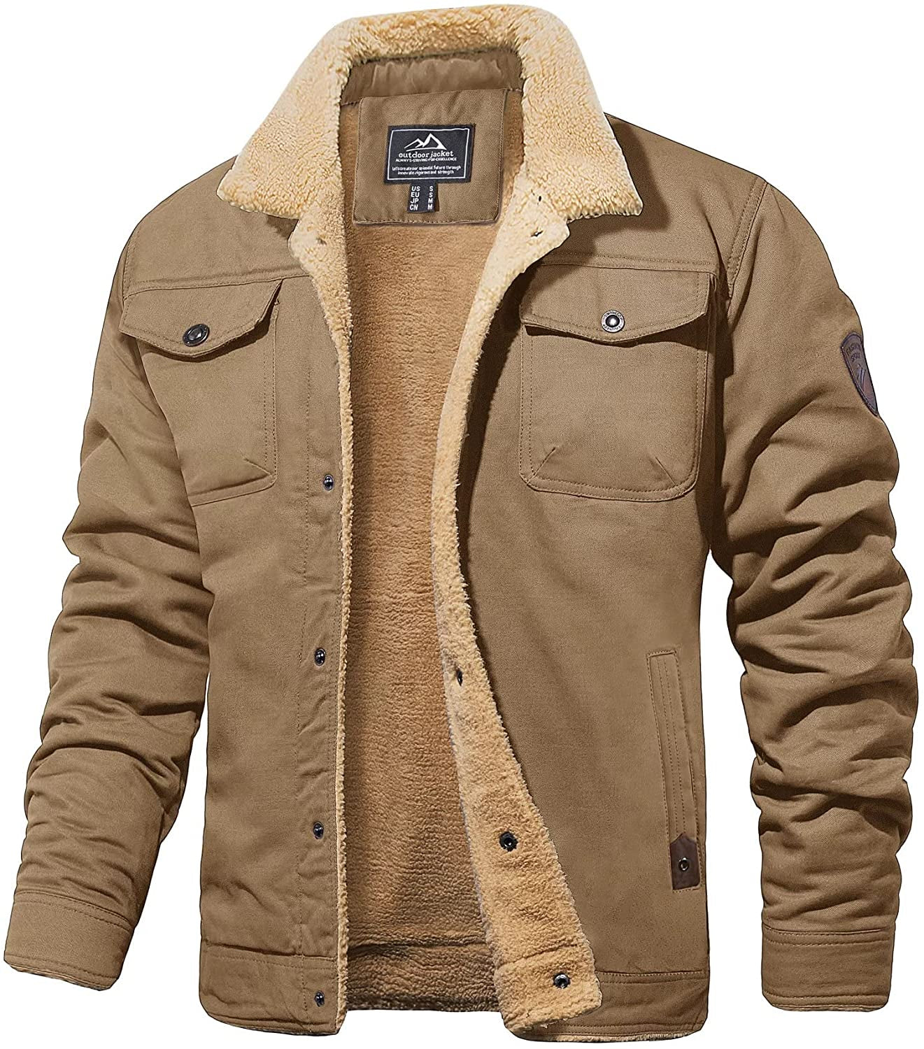 Veste Hiver Homme Vert Armée Sherpa Imperméable Résistante-2