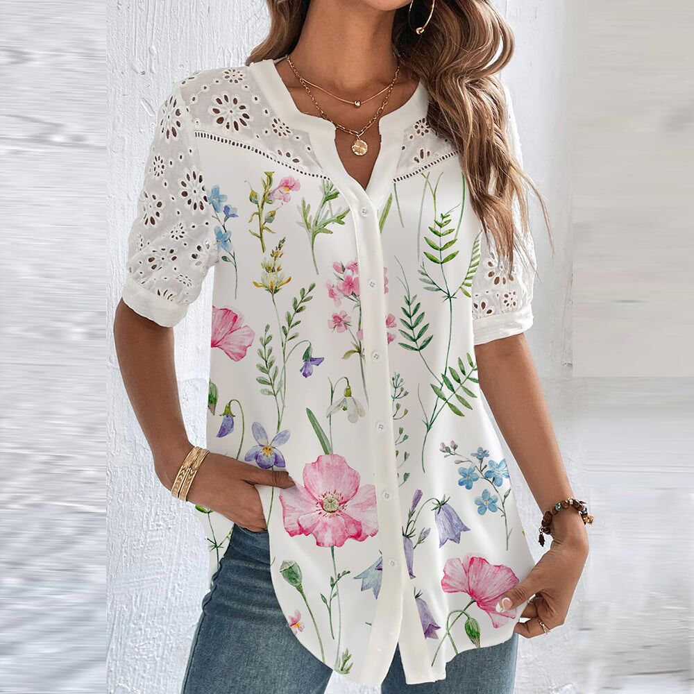 Variant image for Blouse Femme Imprimé Ludique Ajustement Parfait Polyester Respirant-57