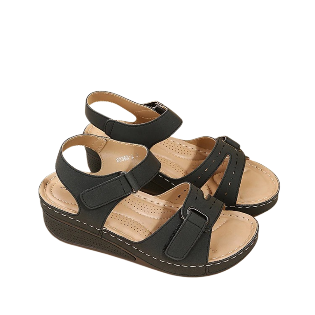 Sandales Femmes Orthopédiques Confortables Cuir Synthétique Plat Forme Élevée