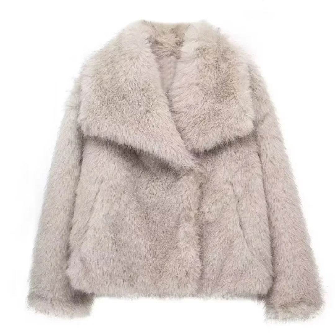 Manteau de fourrure chaud en peluche pour femme
