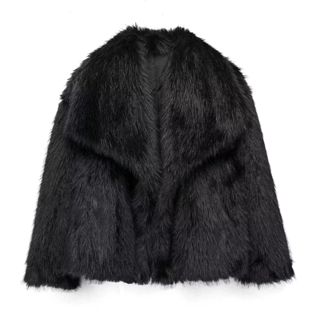 Manteau de fourrure chaud en peluche pour femme