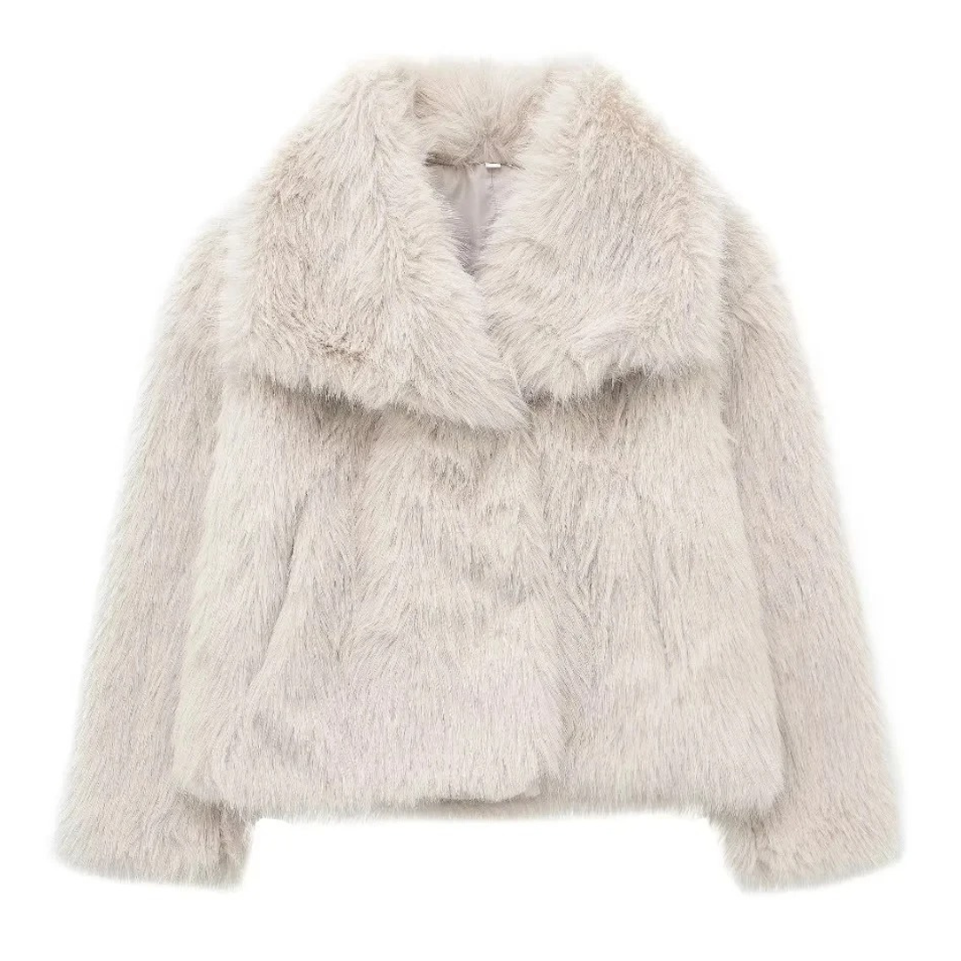 Manteau de fourrure chaud en peluche pour femme