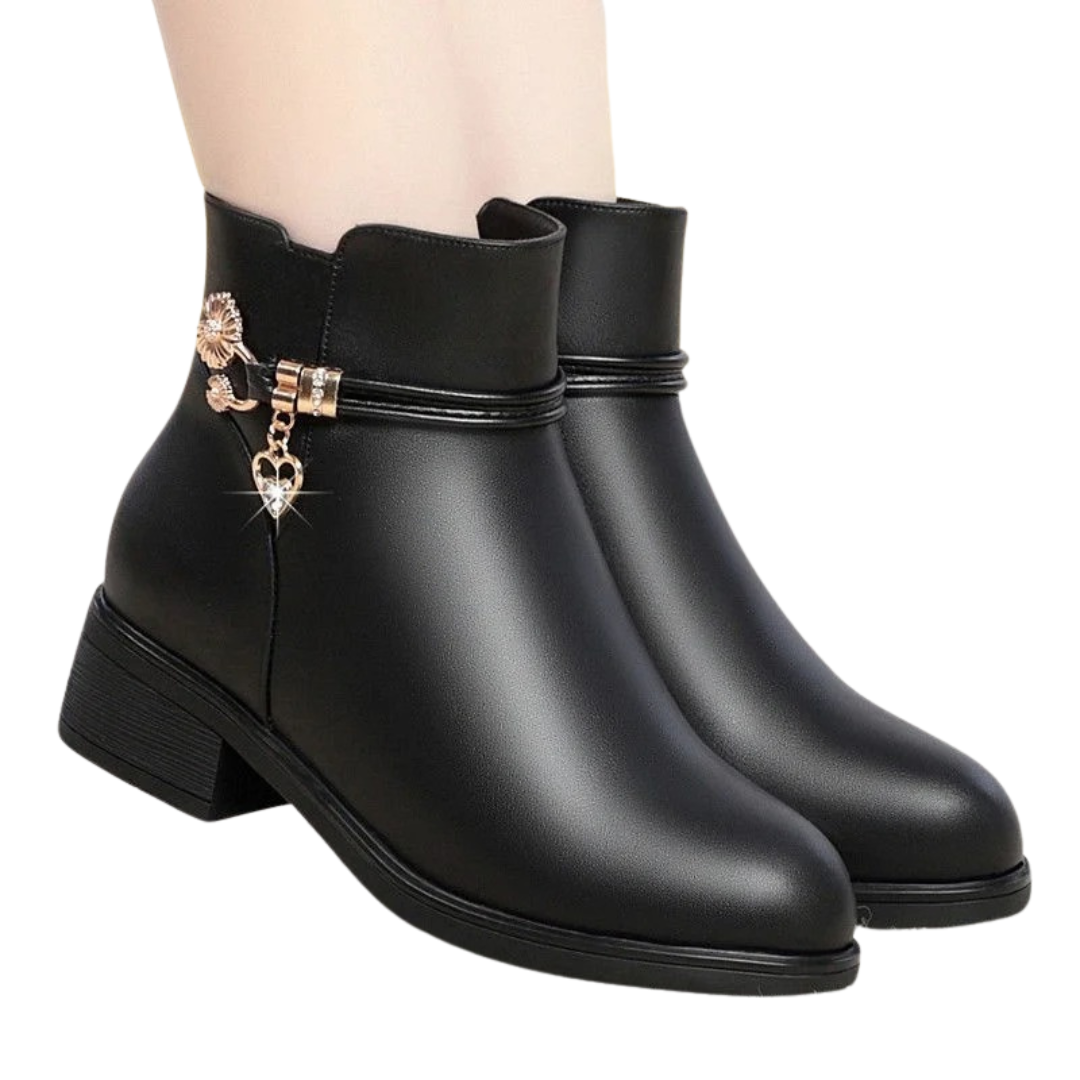 Bottes strass en cuir souple pour femmes