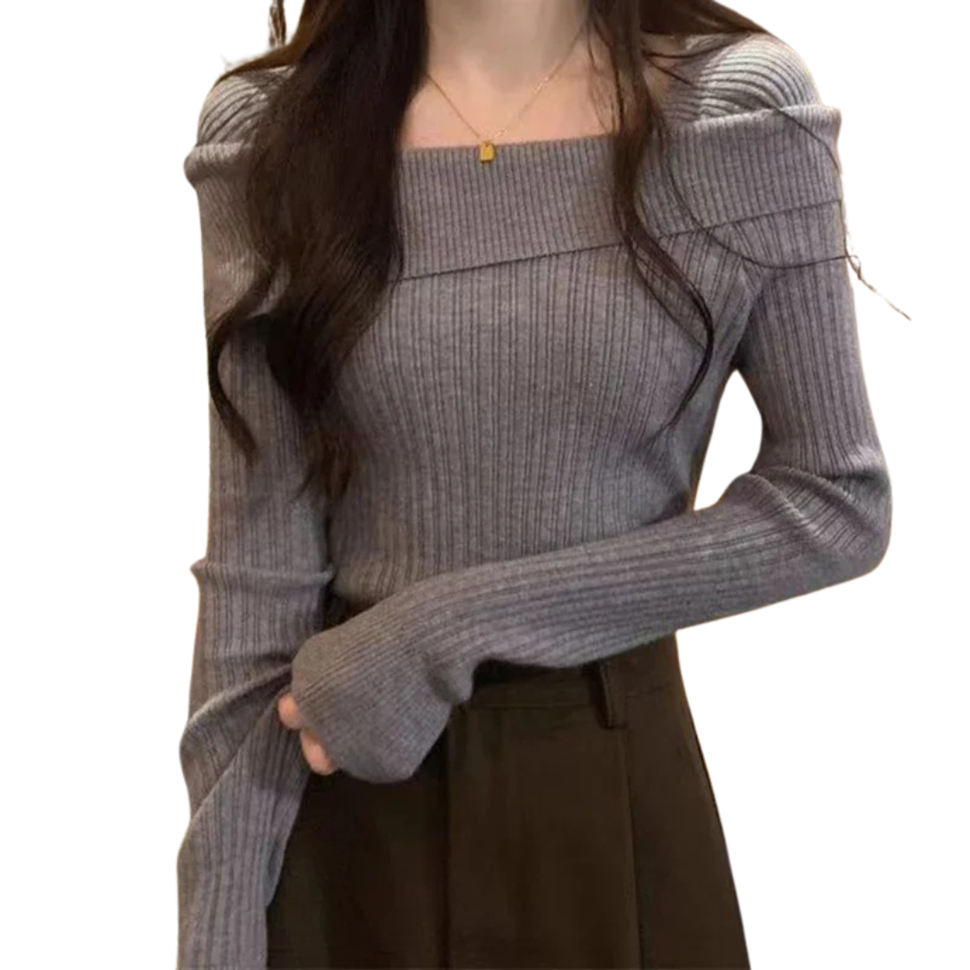 Pull en tricot à épaules dénudées pour femmes