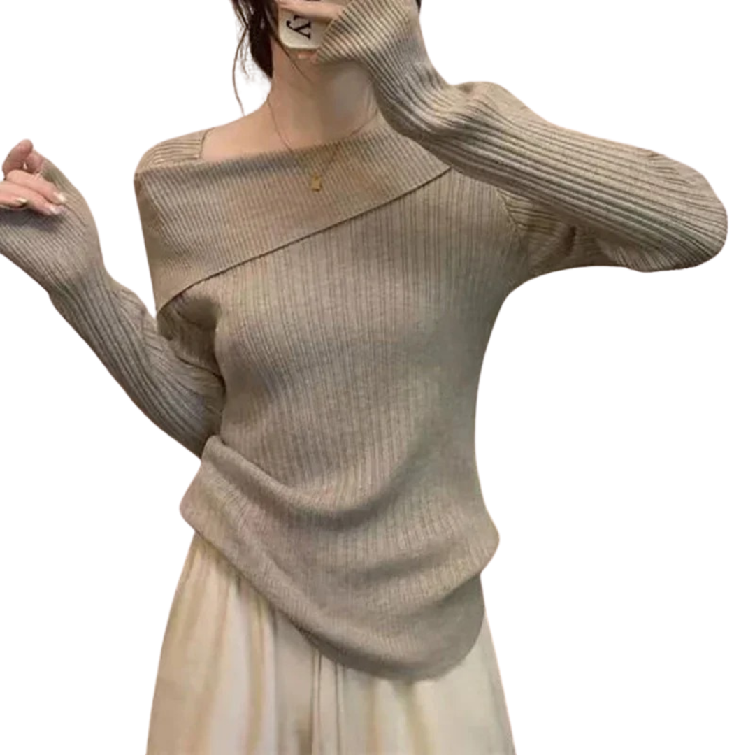 Pull en tricot à épaules dénudées pour femmes