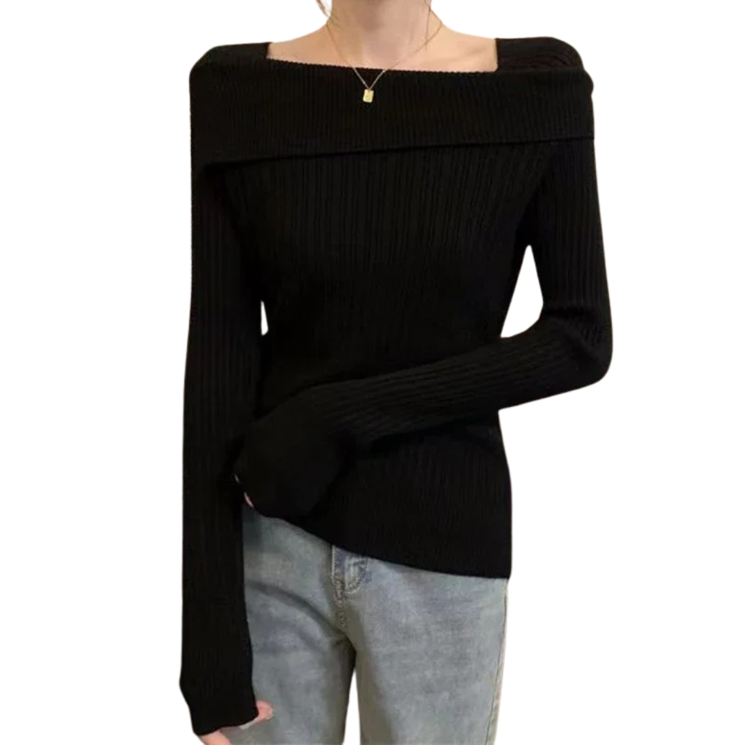 Pull en tricot à épaules dénudées pour femmes