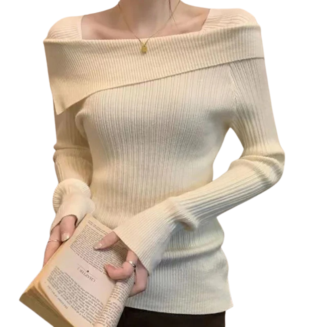 Pull en tricot à épaules dénudées pour femmes