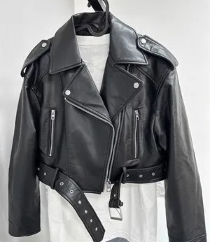 Veste en cuir vintage pour femme