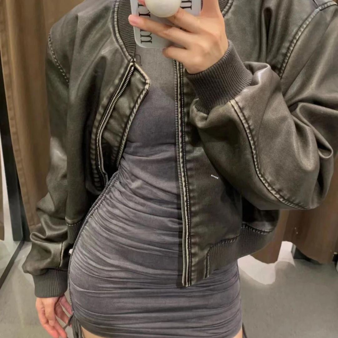 Veste de moto zippée pour femmes