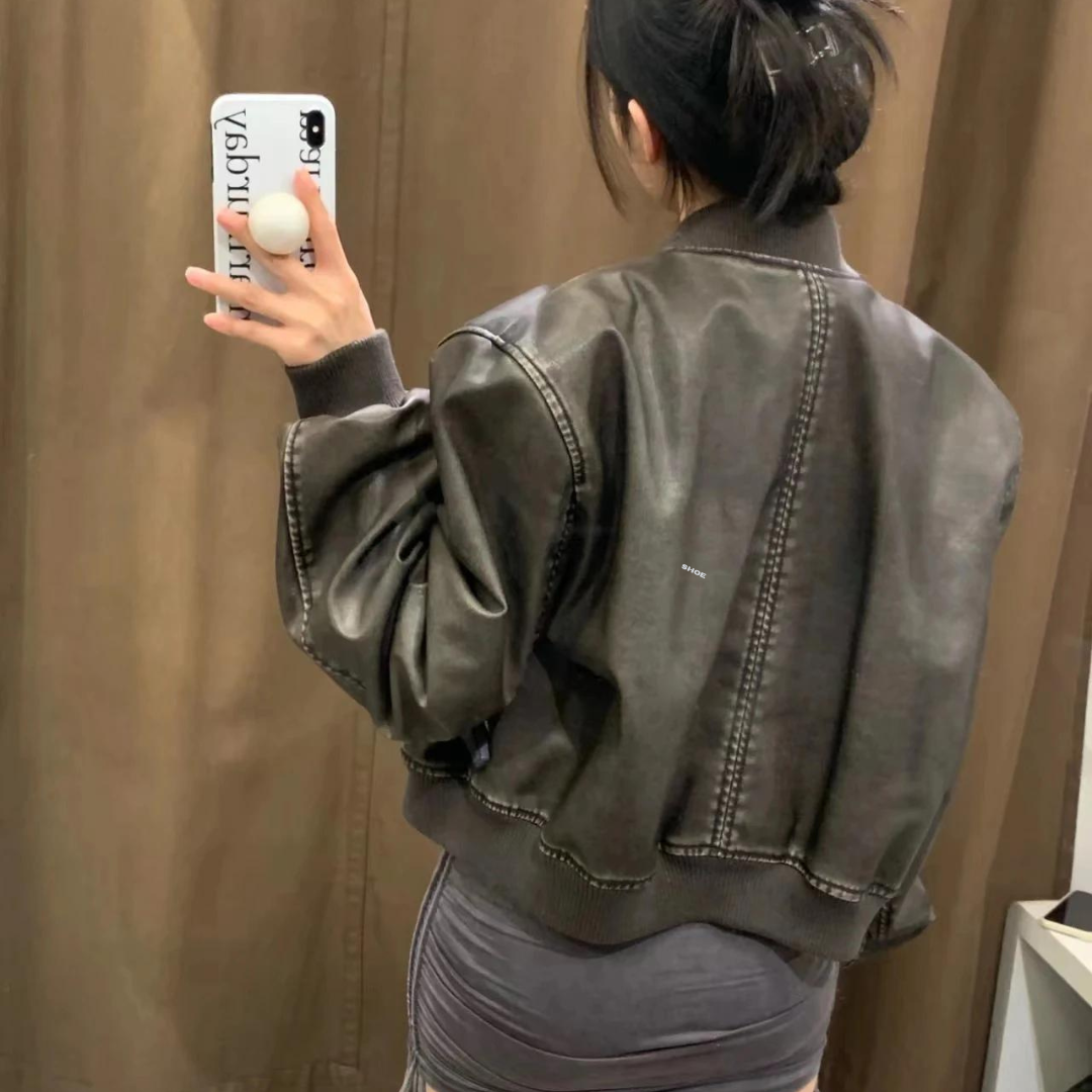 Veste de moto zippée pour femmes