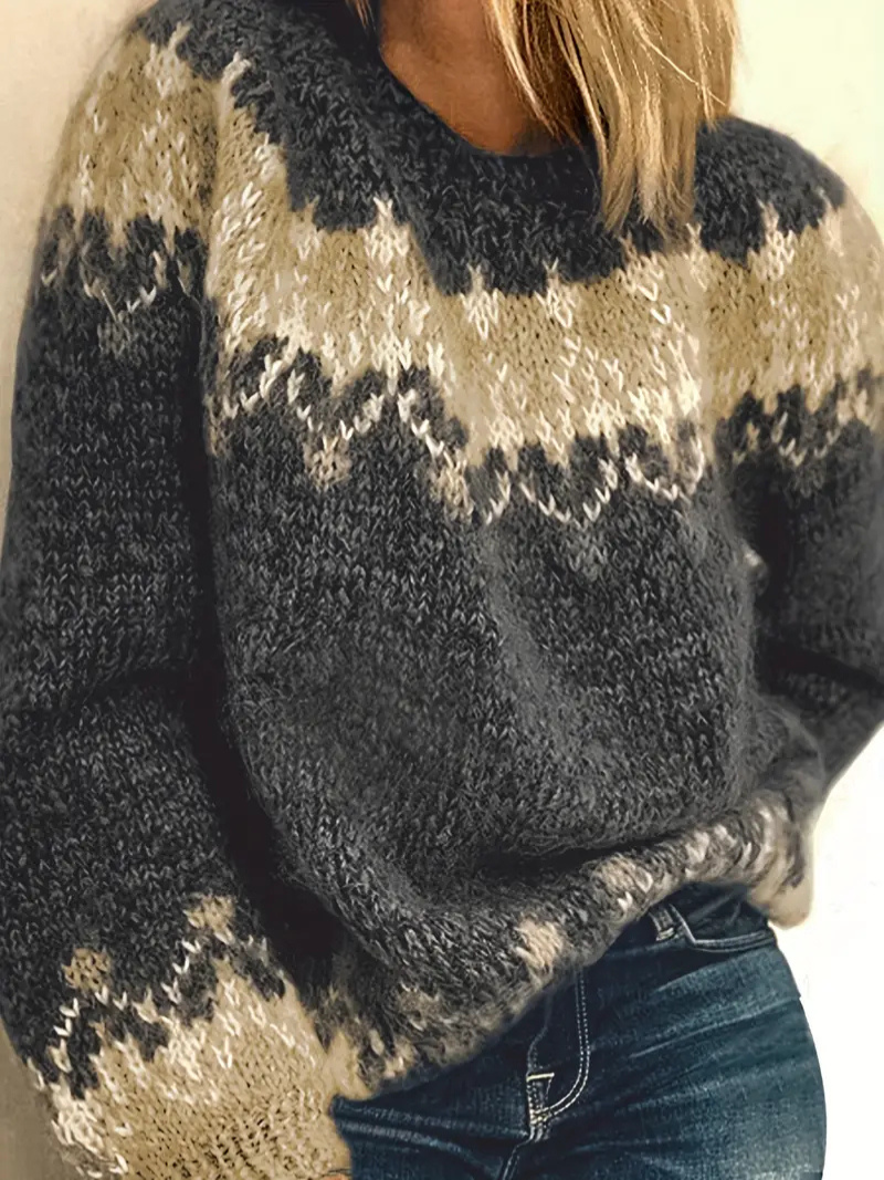Pull en maille à imprimé jacquard pour femmes