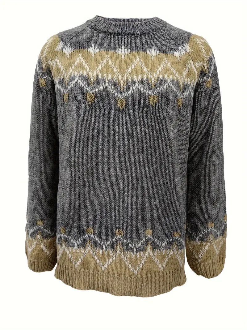 Pull en maille à imprimé jacquard pour femmes
