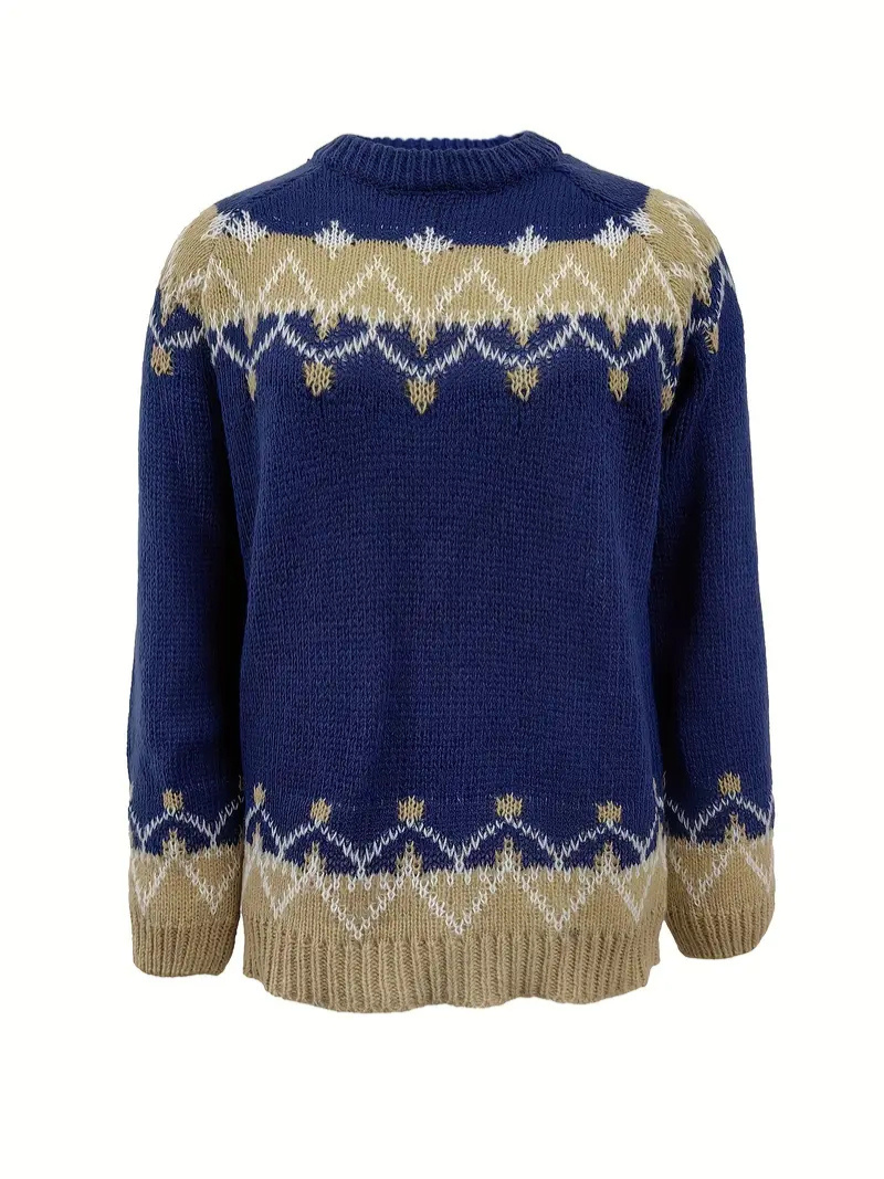 Pull en maille à imprimé jacquard pour femmes