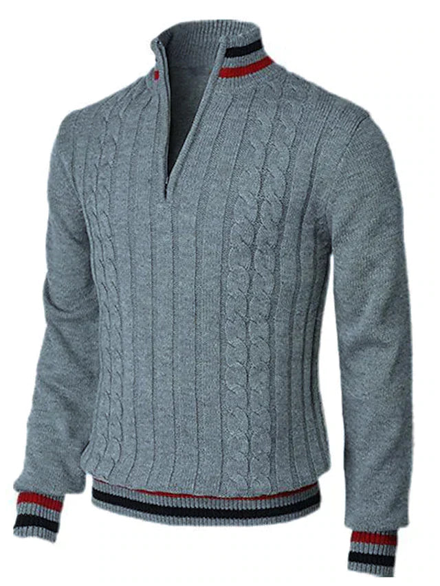 Variant image for Pull Homme Zippé Tricot Doux Élégant-33