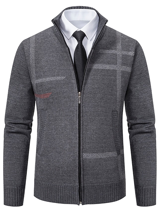 Pull pour homme à fermeture éclair en tricot doux élégant-3