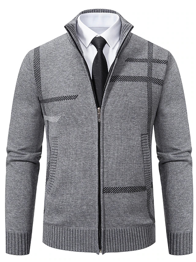 Pull pour homme à fermeture éclair en tricot doux élégant-6