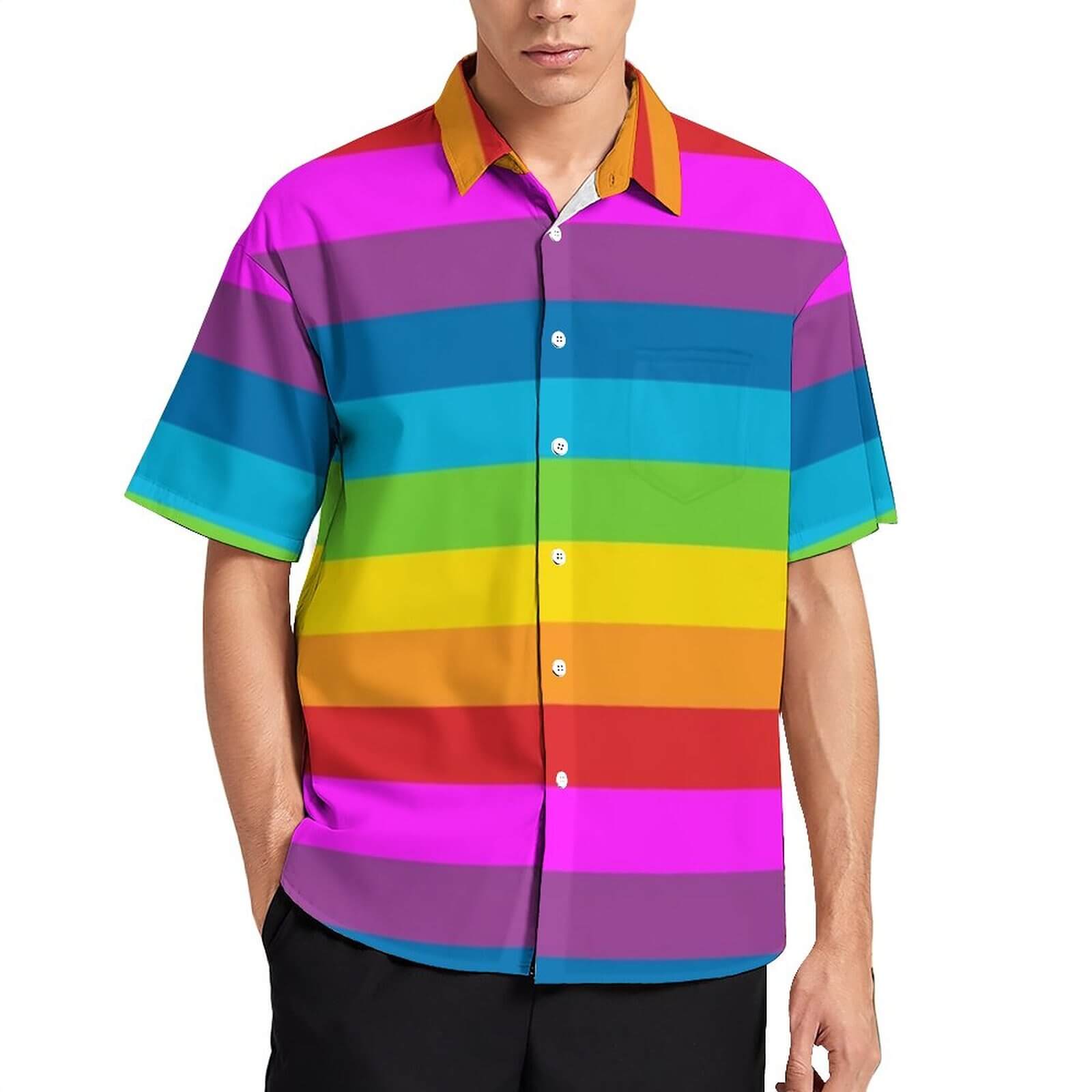 Chemise pour hommes à rayures arc-en-ciel