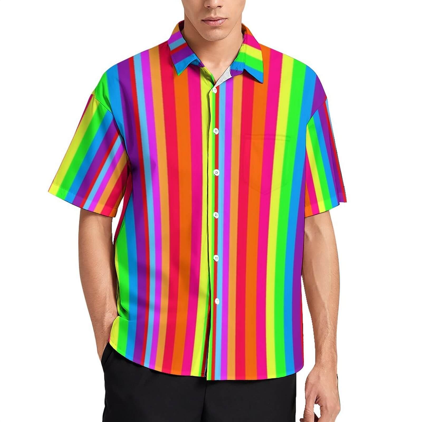 Chemise pour hommes à rayures arc-en-ciel