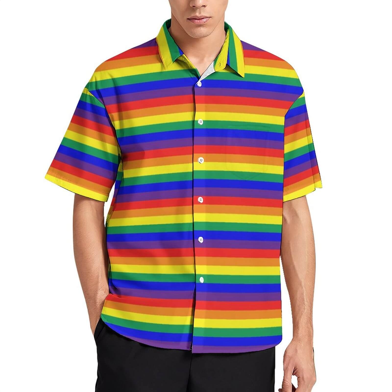 Chemise pour hommes à rayures arc-en-ciel