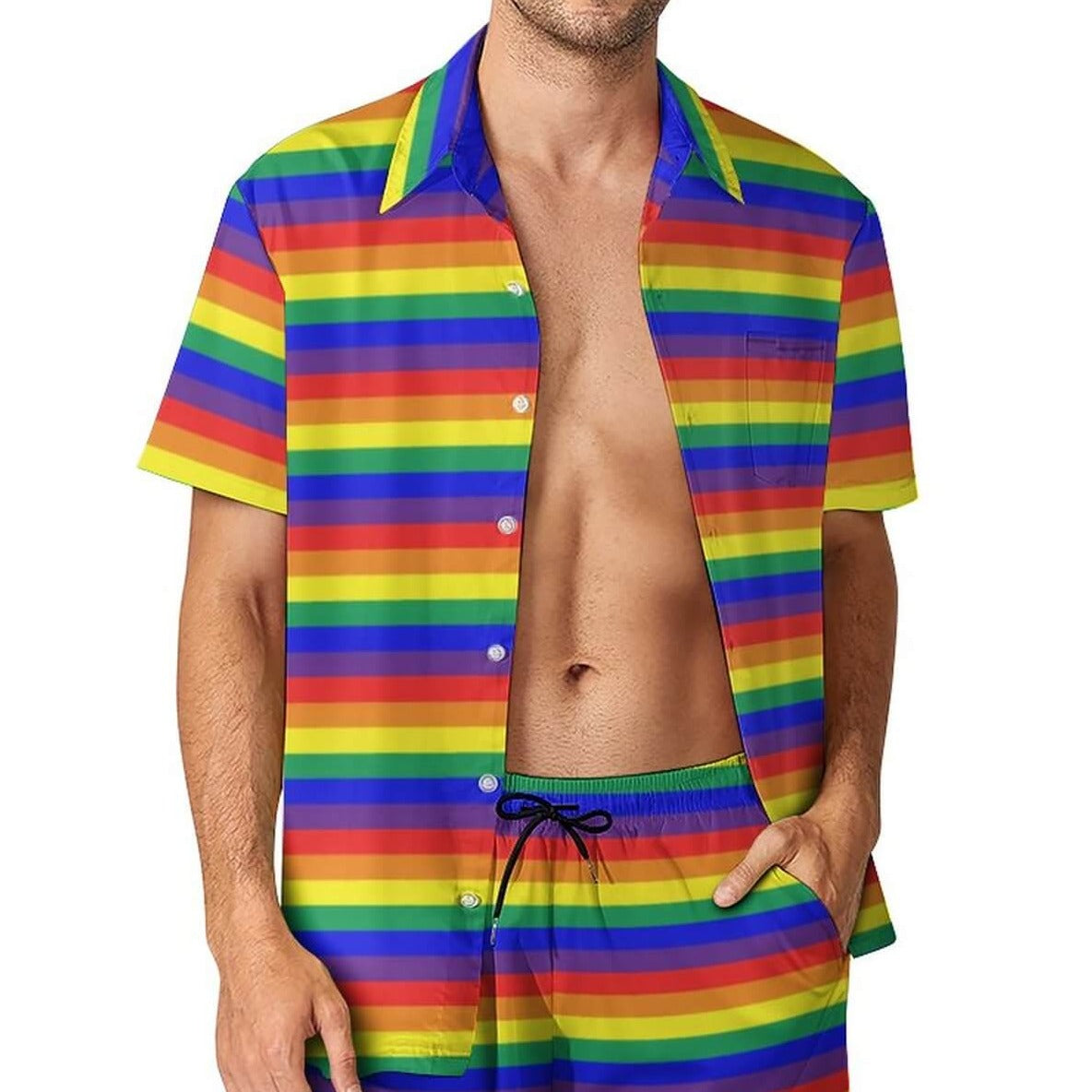 Chemise pour hommes à rayures arc-en-ciel