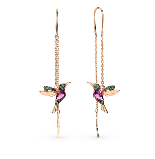 Boucles d'oreilles élégantes en strass Colibri