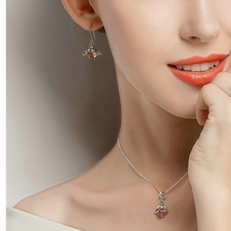 Boucles d'oreilles Abeille en Cristal